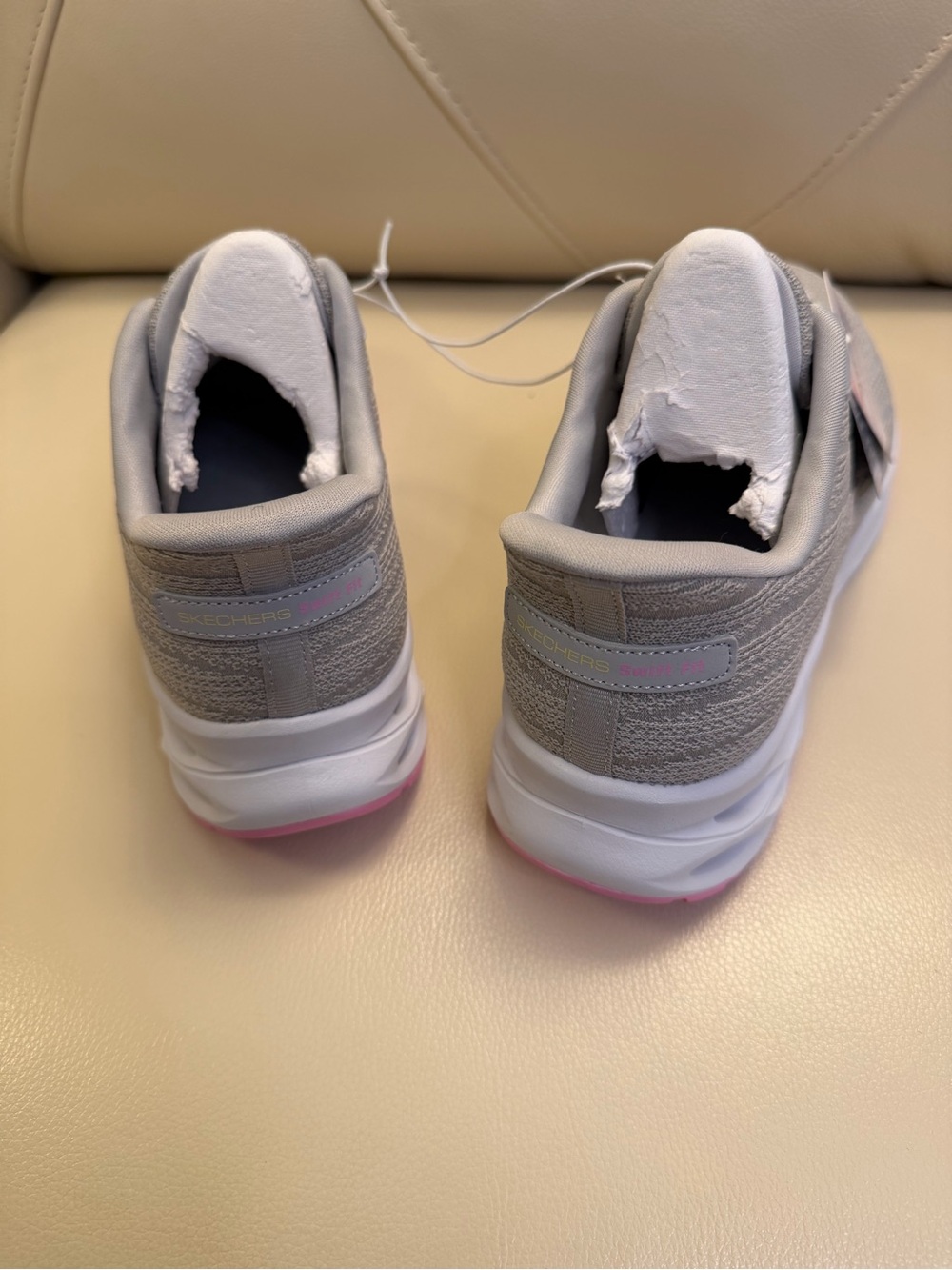 Skechers Women’s Light Gray Athletic Sneakers with Pink Accents - Picture 6 of 8